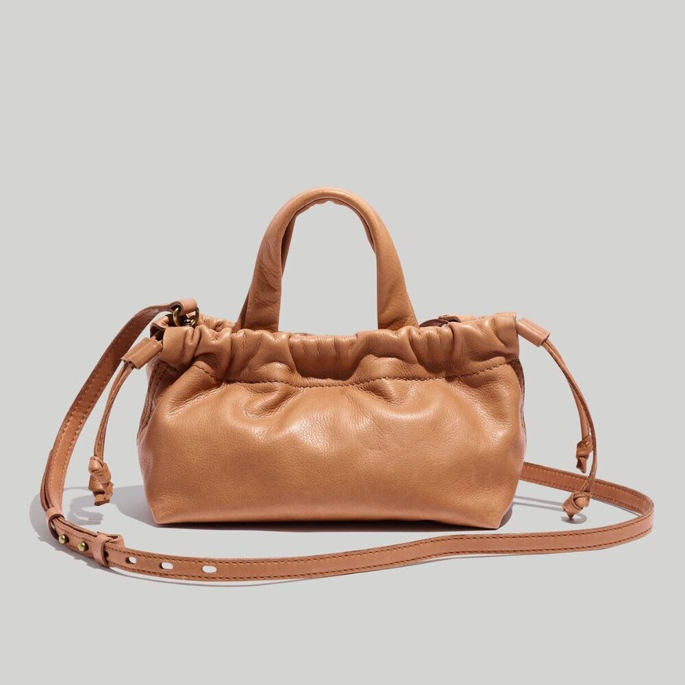 Madewell Piazza Mini Crossbody Bag Timber Beam Leather NWOT Drawstring